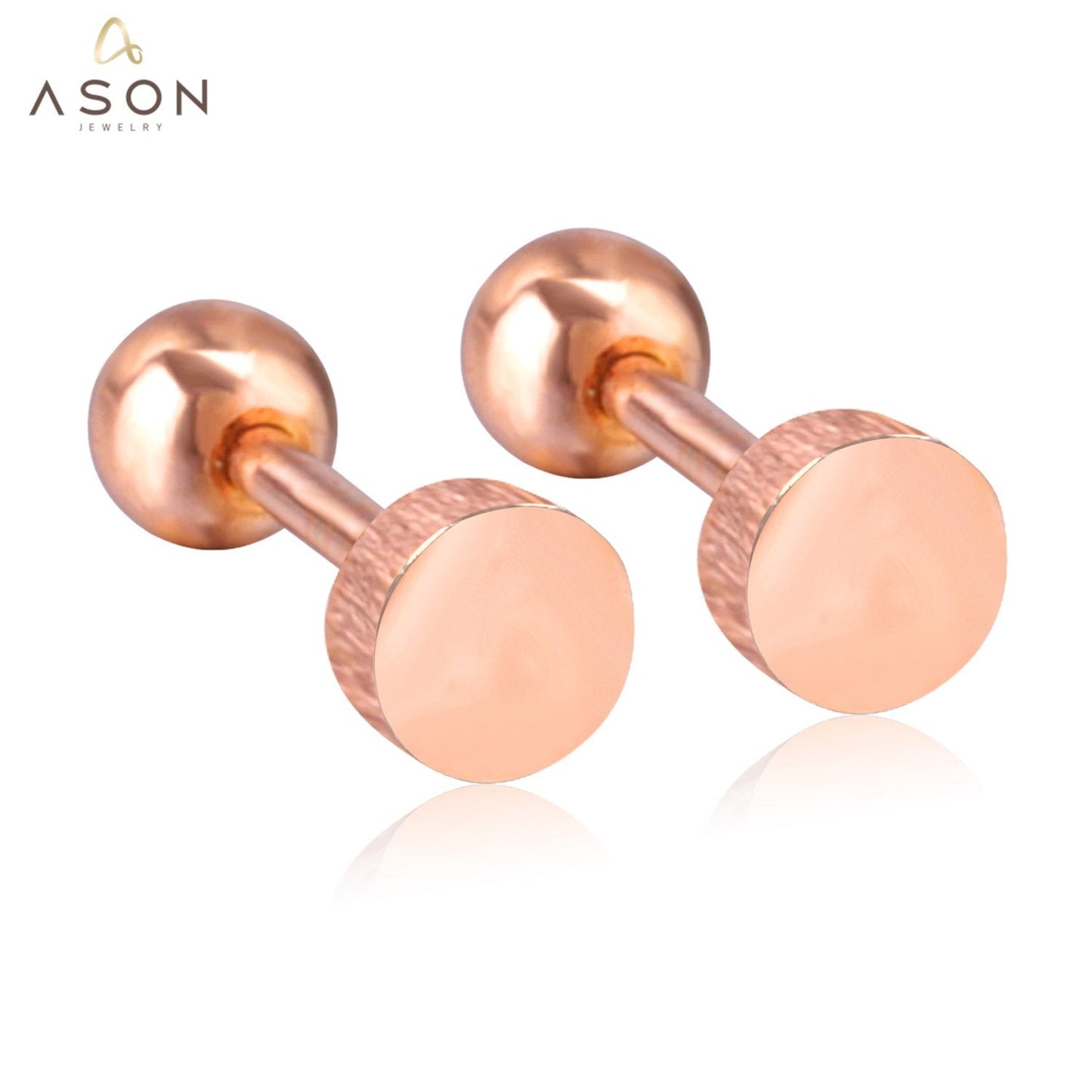 ASON Rose Gold/Black Stud Earrings Geometric Stainless Steel Women Earrings Jewelry Gift Accessories,Triangle/Circle/Square asonjewelry