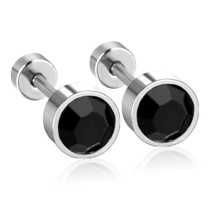ASON 3-7mm Round Crystal Screw Piercing Stud Earrings Gold Color Black Stainless Steel Female Christmas Gift Party Jewelry asonjewelry