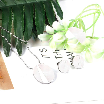 Trendy Elegant Shell Shape Stainless Steel Necklaces Earrings Sets For Ladies Luxury Jewellry Sets pendientes mujer asonjewelry