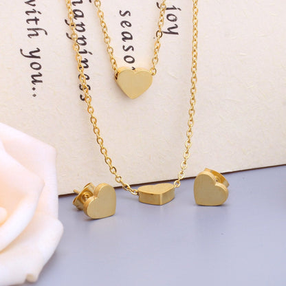 ASON Stainless Steel Double Heart Pendants Women Choker Necklaces Gold Color Multialyer Chains Necklace Party Gift Jewelry asonjewelry