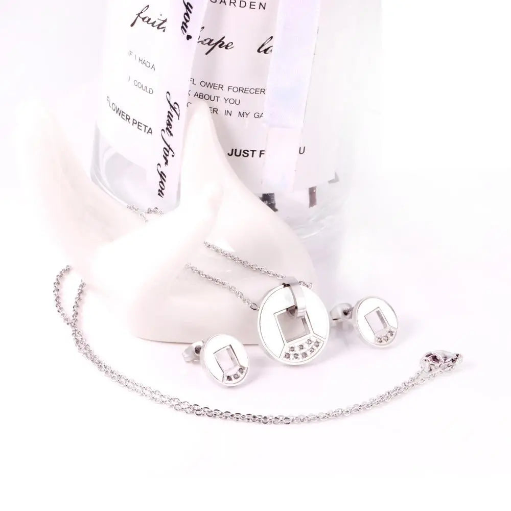 Cute Style Shell Necklace Earring Sets Fashion Stainless Steel Jewelry Sets Costume Jewelry asonjewelry