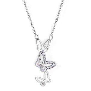 Collar de mariposas con agujeros de Color acero para niña, suéter de invierno, collar con colgante largo, bisutería estética, collar elegante para mujer