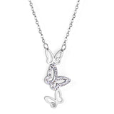 Collar de mariposas con agujeros de Color acero para niña, suéter de invierno, collar con colgante largo, bisutería estética, collar elegante para mujer