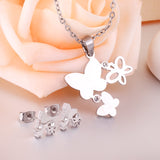 Fashion Butterfly Necklace Earrings Jewellery Set for Women Gold-Color Crystal Girls Dubai Wedding Jewelry Sets