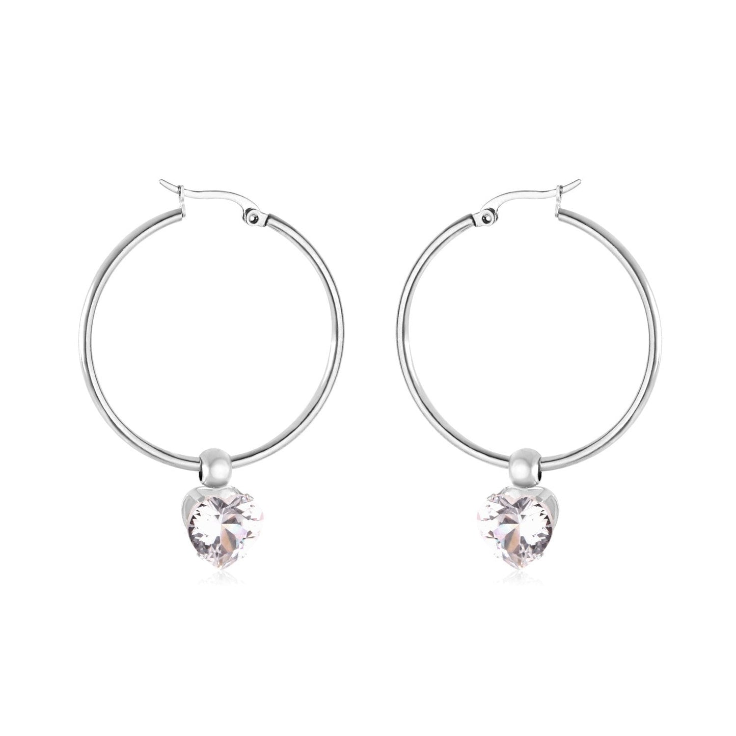 ASON Round Ear Hoop Earring With Cubic Zirconia Classic Style 2022 Stainless Steel Circle Earring Fashion Jewelry Party asonjewelry