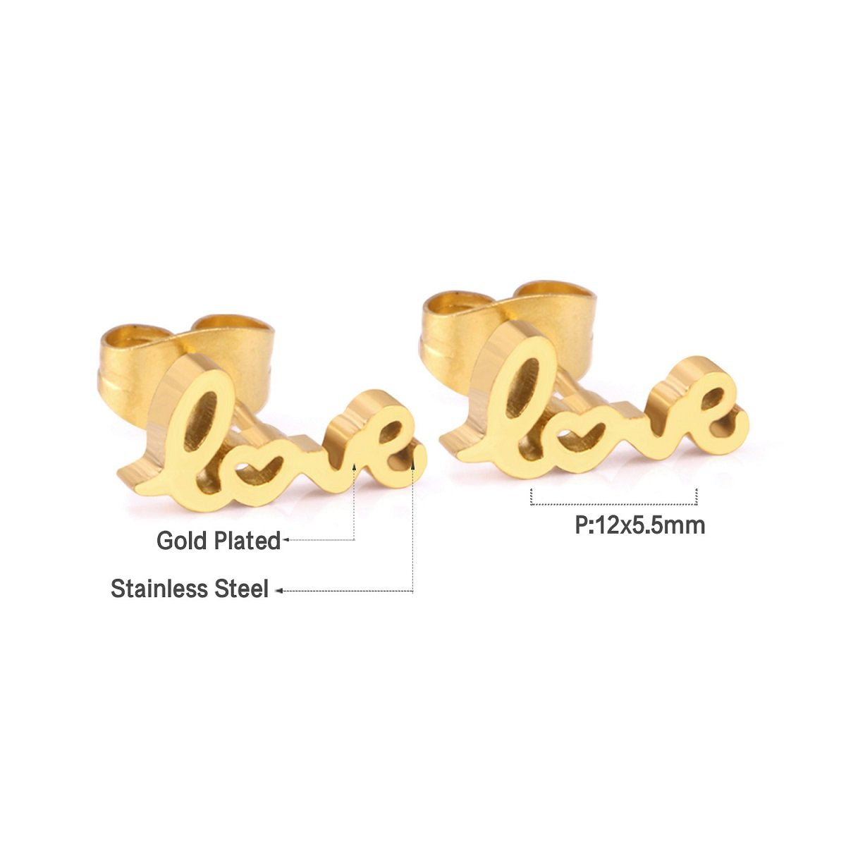 ASON 3pairs Letter LOVE Mixed Color Piercing Stud Earring Sets Stainless Steel Wholesale Fashion Jewelry For Women Party asonjewelry