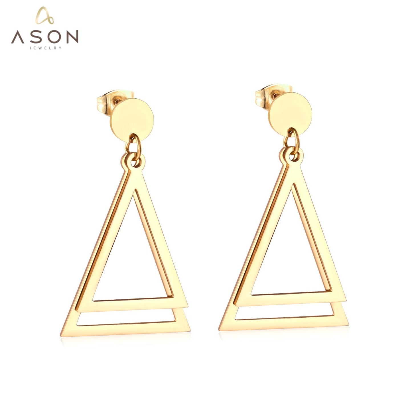 ASON Stainless Steel Stylish Geometric Dangle Earrings Gold Color Drop Earring for Women Accessory Fashion Jewelry Piercing asonjewelry