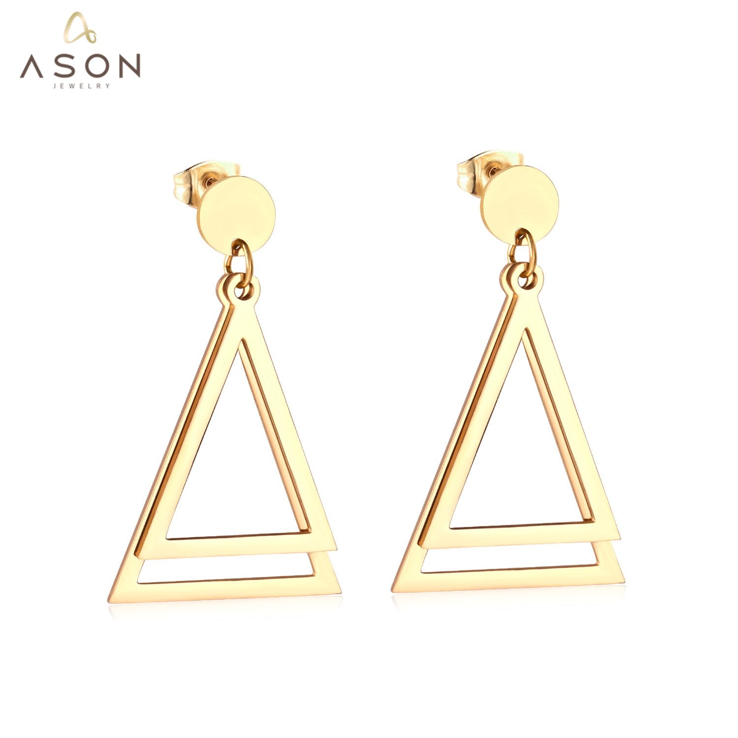ASON Stainless Steel Stylish Geometric Dangle Earrings Gold Color Drop Earring for Women Accessory Fashion Jewelry Piercing asonjewelry