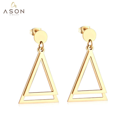 ASON Stainless Steel Stylish Geometric Dangle Earrings Gold Color Drop Earring for Women Accessory Fashion Jewelry Piercing asonjewelry
