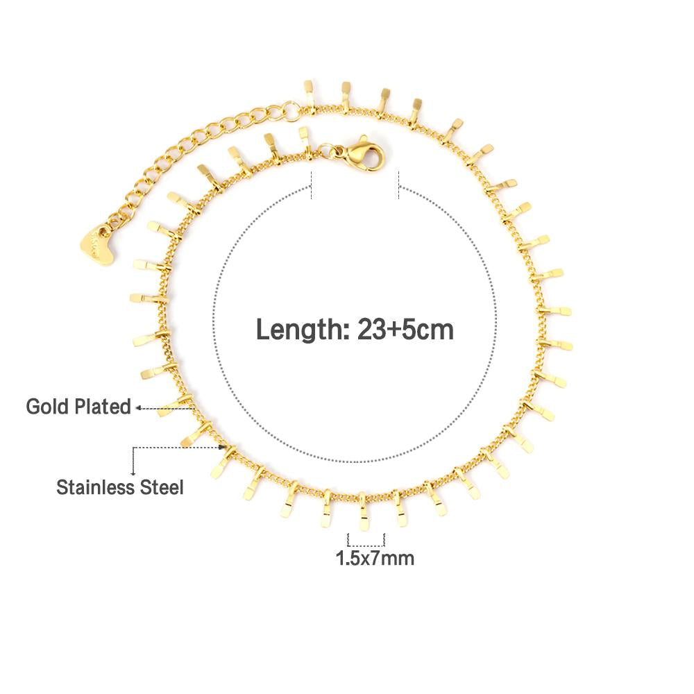 ASON Tassel Accessories Chains Simple Fashion Anklet Gold Color Stainless Steel For Women Summer Beach On Foot Jewelry asonjewelry