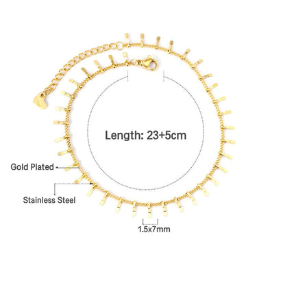 ASON Tassel Accessories Chains Simple Fashion Anklet Gold Color Stainless Steel For Women Summer Beach On Foot Jewelry asonjewelry