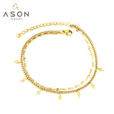 ASON Vintage Lightning Shape Accessories Multi-layer Link Chains Anklet Gold Color Stainless Steel For Women Jewelry Boho