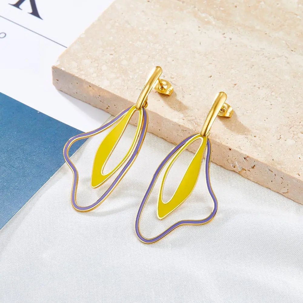 Trendy Woman Geometric Drop Earrings Brand Design Dangle Pendients Steel Acrylic Summer Boho Beach Holiday Jewelry asonjewelry