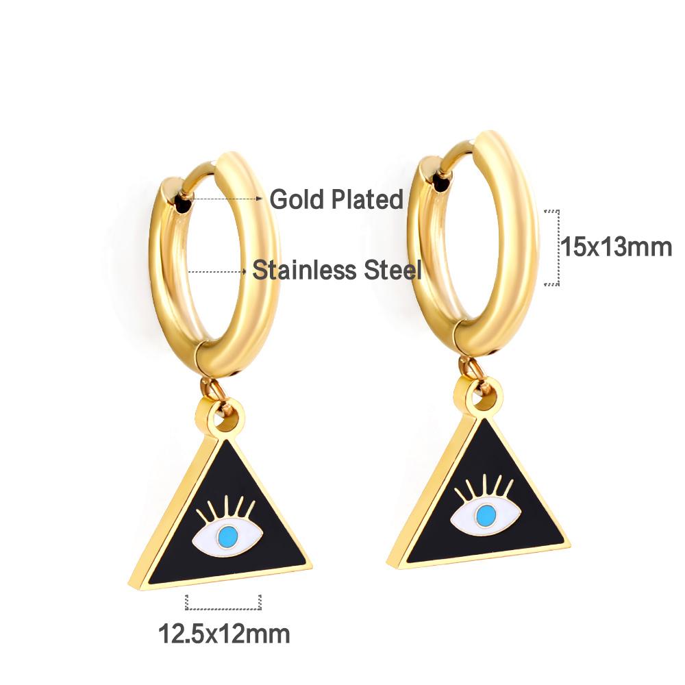 ASON Triangle Mixed Color Devil Eye Piercing Drop Earrings Gold Color Staianless Steel For Women Men Trendy Daily Jewelry asonjewelry