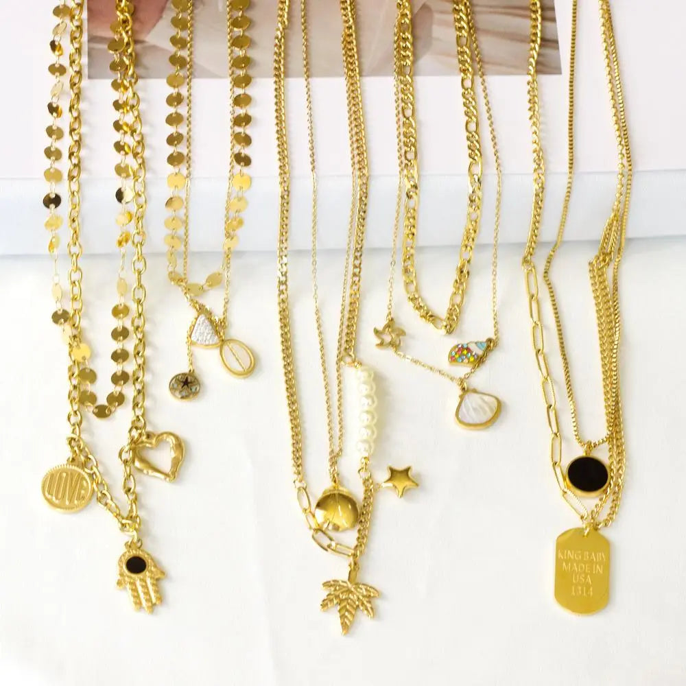 Gothic Multilayer Snake Crystal Necklace Women Gold Color Stainless Steel Double Chain Bohemian 2022 Trendy Jewelry asonjewelry