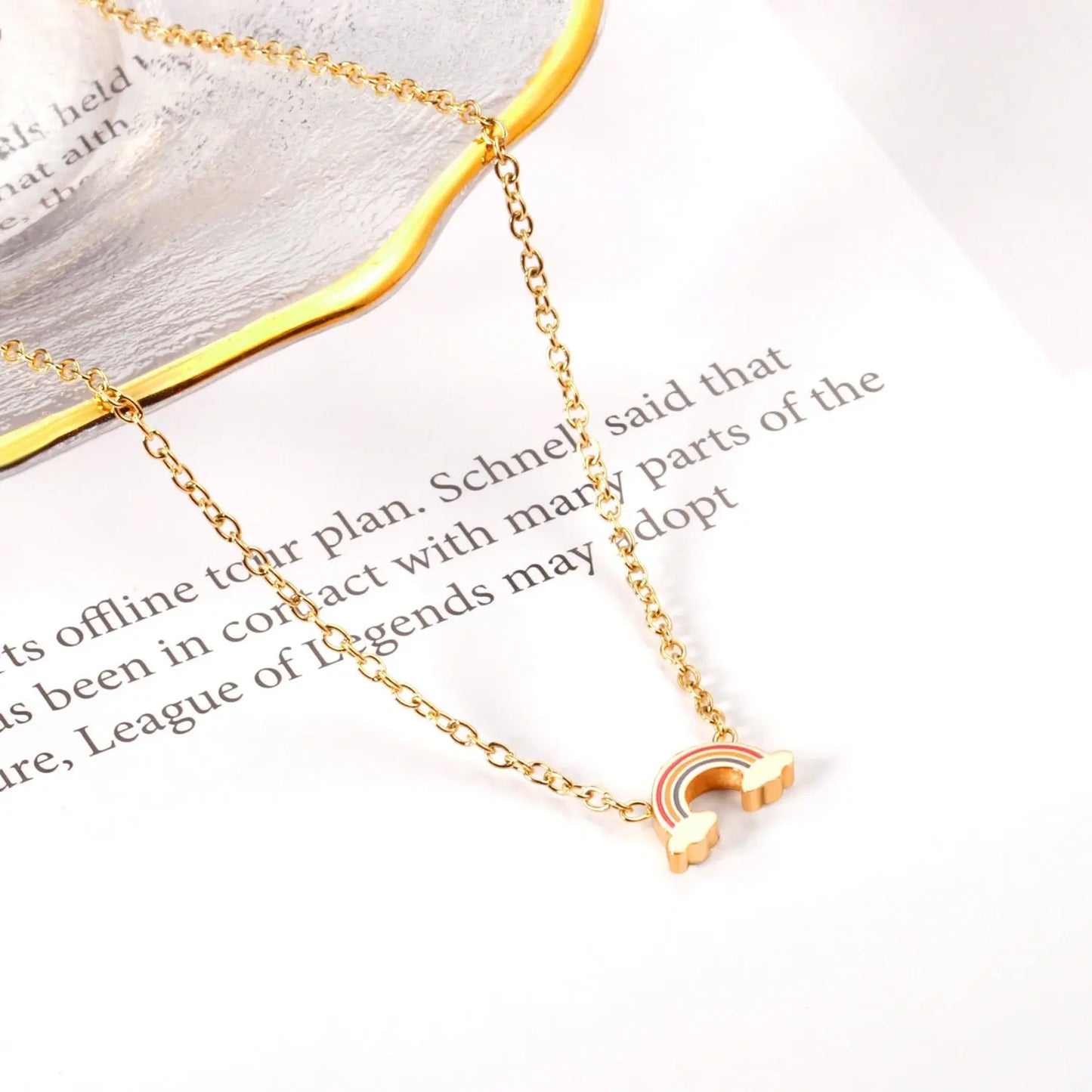 Rainbow Candy Pendant Necklace Women Stainless Steel Jewelry Wholesale Shell Fashion Pendant For Christmas Gifts asonjewelry