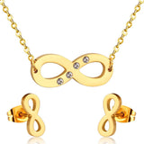Stainless Steel Dubai African Jewelry Sets Letter With Round Crystal Necklace Earring Sets For Women Accessroies