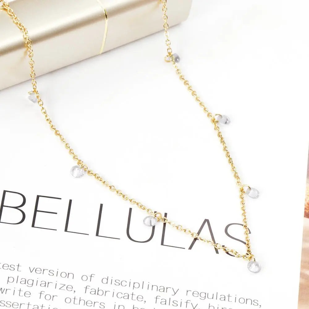 Crystal Pendant Stainless Steel Necklace Jewelry Women's Chains Necklaces Collars Accessories Party 2021 Hot bijoux asonjewelry