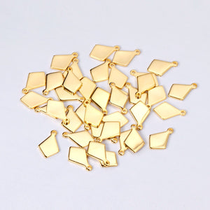 ASON 100pcs/lot Tag Geometric Rhombus Pendant Stainless Steel Gold Silver Color For Necklace Bracelet Jewelry Making Supplies