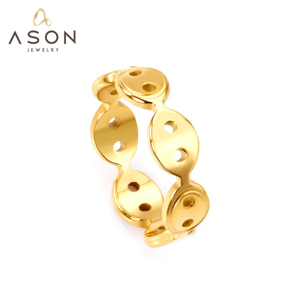 ASON Gold Color Geometric Ring 316L Stainless Steel Fashion Finger Ring for Women Men Jewelry Accessories Gift asonjewelry