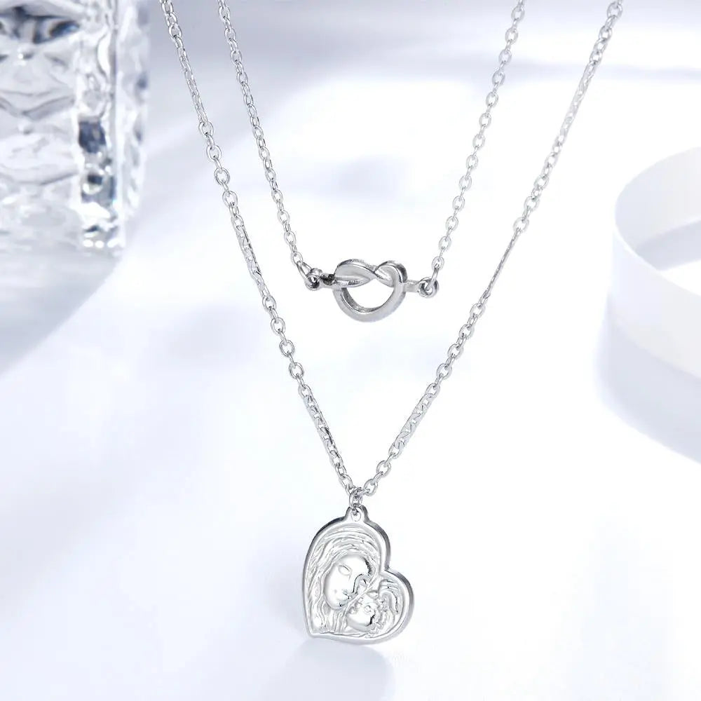 Stainless Steel Necklace For Women Romantic Style Gold Color Heart Pendant Necklace Wedding Layer Jewelry Party Gift asonjewelry