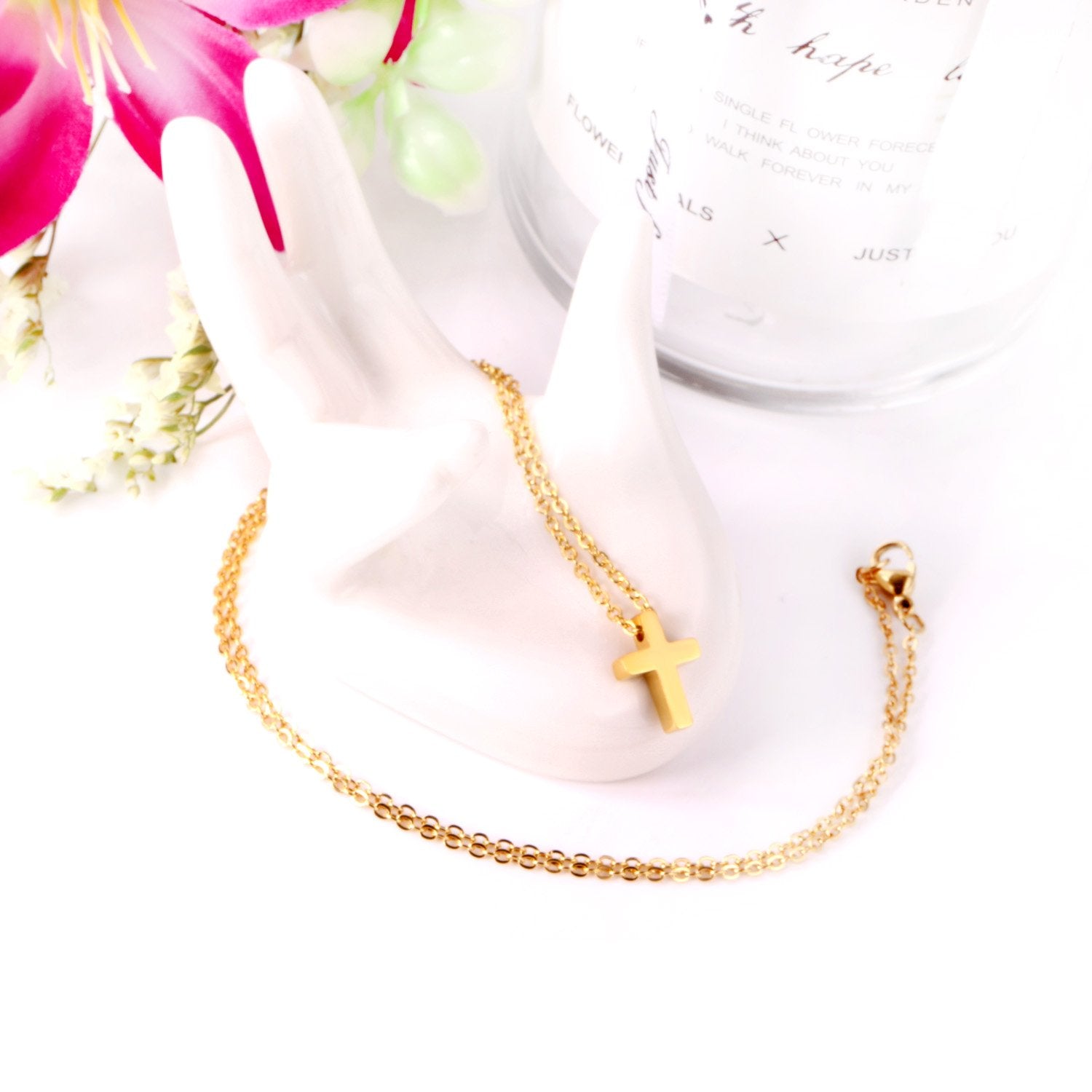 ASON Cross Pendants 45cm Rolo Cuban Link Chains Necklaces Top Sale Gold Color Choker Collars Women Party Gift Jewelry asonjewelry