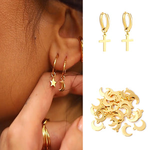 ASON 100Pcs/Lots Perforated Star Charm Moon Butterfly Heart  Flower Leaf Cross Pendant For DIY Necklace Bracelet Jewelry Making