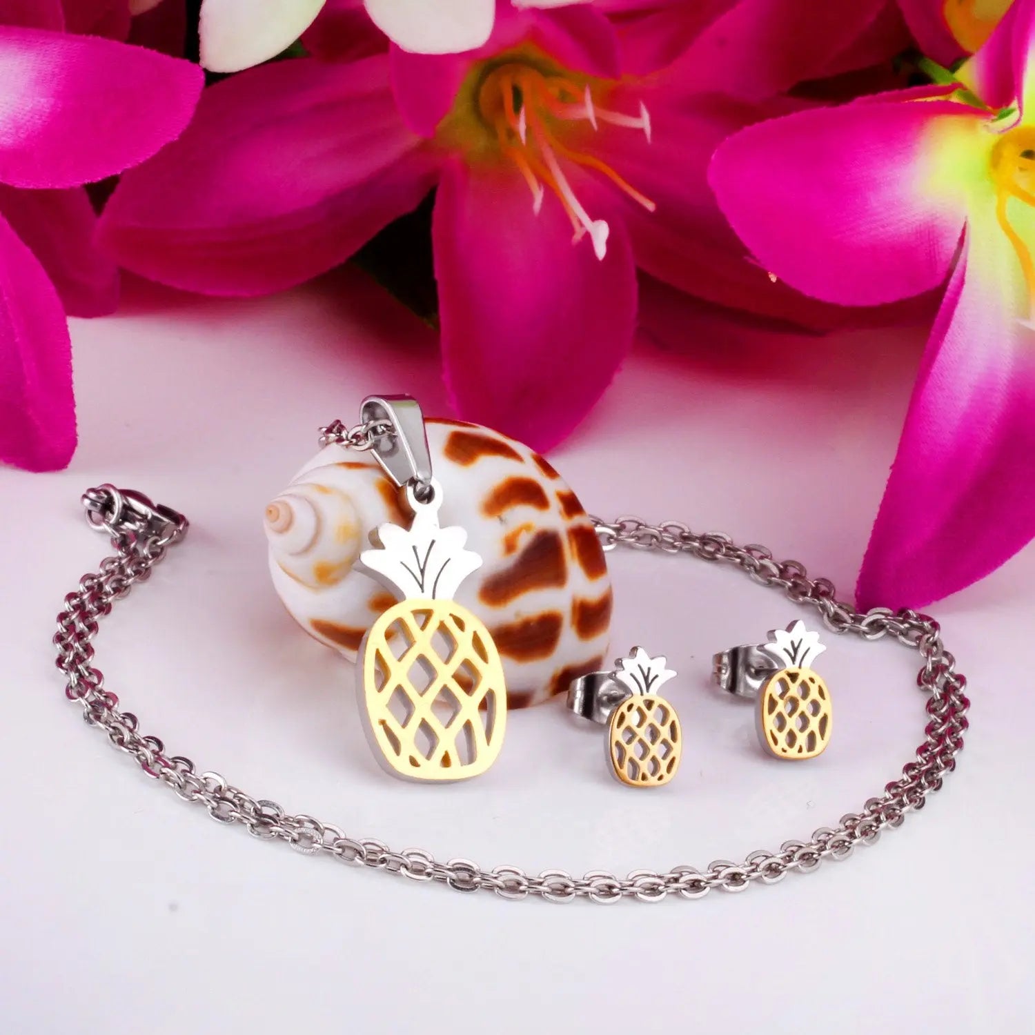 Hot Sale Stainless Steel Bridal African Dubai Jewelry Set For Women Girls Fruit Necklace Earring Jewellery set asonjewelry