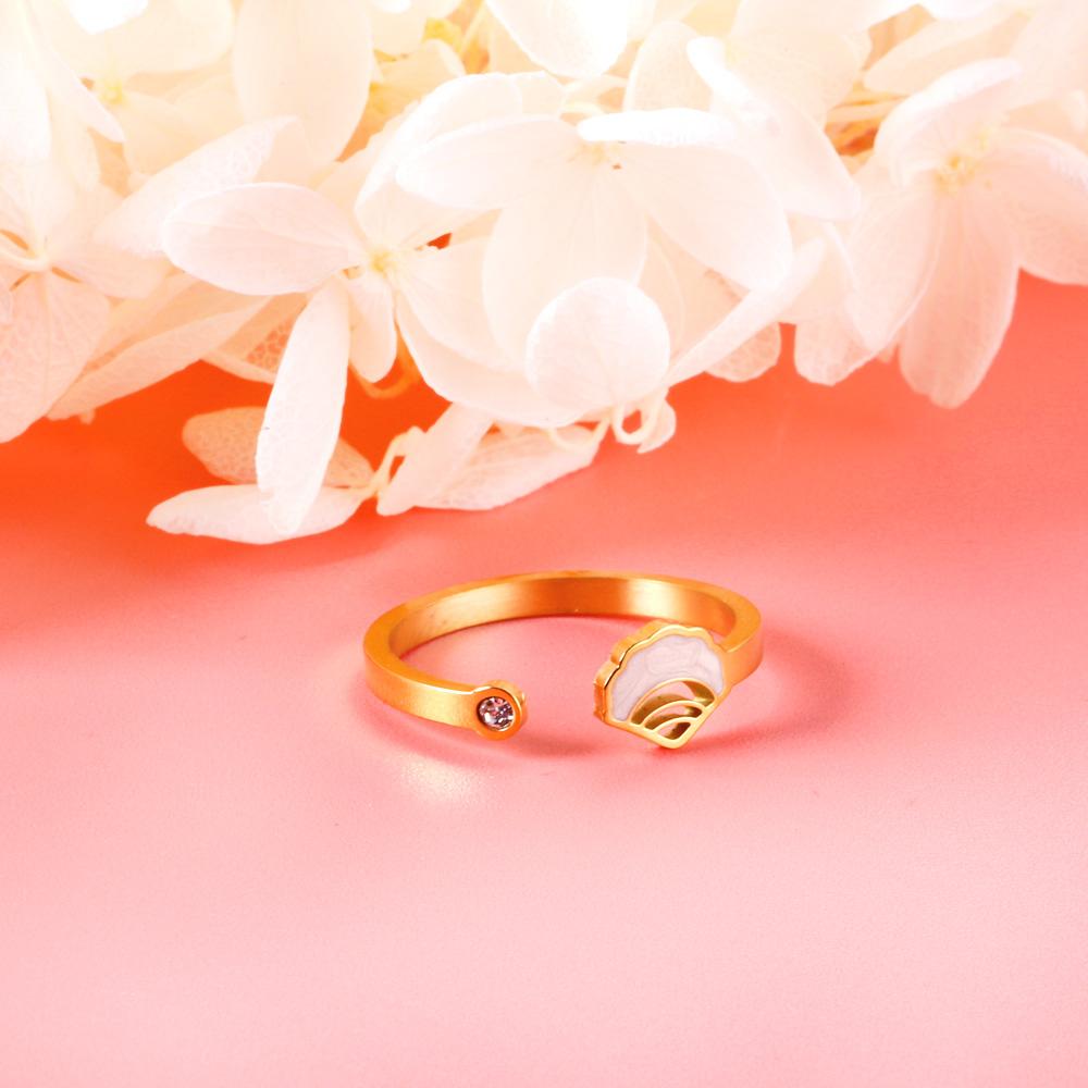 ASON Trendy Shell Finger Ring Stainless Steel Conch Pattern Open Ring for Women Wedding Ring Christmas Gift Accessory asonjewelry