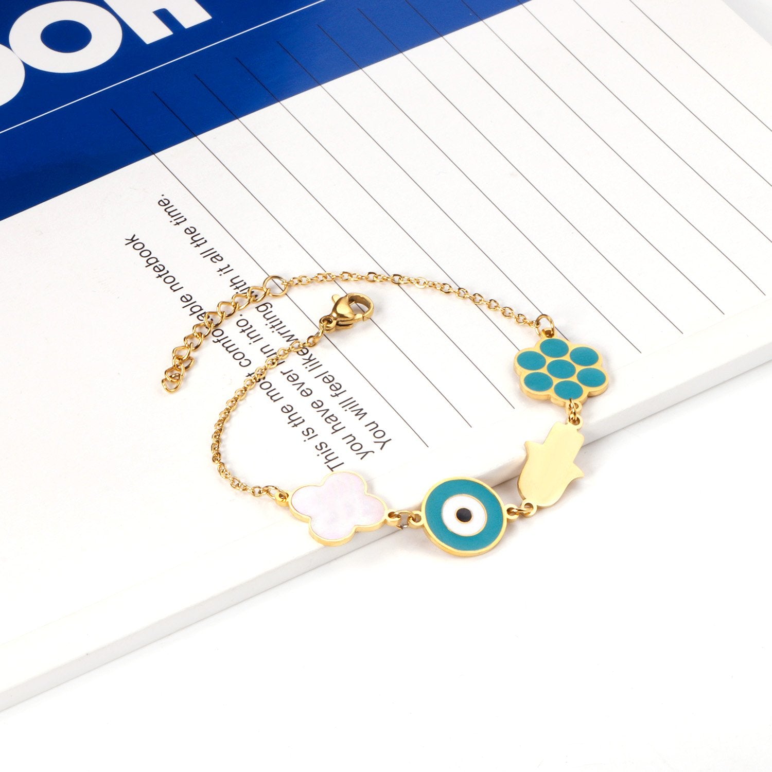 ASON Blue Eye 316L Stainless Steel Bracelet Women Bangle with Geometric Charm Fashion Jewelry Punk Party Gift Accessories asonjewelry