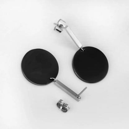 Black Circle Stainless Steel Earrings Set For Women Fashion Jewelry Korean Style Drop Dangle Earring 2020 Brincos asonjewelry