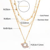 Planet Design With Shiny AAA Zirconia Triple Three Layer Pendant Necklace With Stars Collier Mix Trendy Jewelry 90S