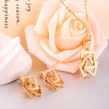 Square Shape Stainless Steel Gold/Silver Color Necklaces Earrings Sets For Women Party Jewelry Set pendientes mujer
