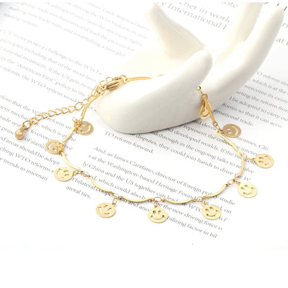 ASON Sweet Barefoot Smiley Face Anklet Chain Stainless Steel Gold Color for Women Gift Foot Chain Accessories Jewelry asonjewelry