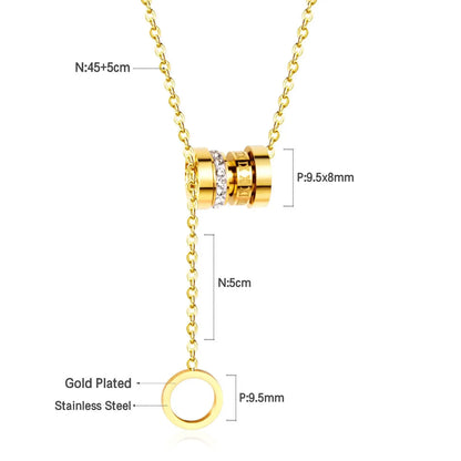 Zircon Round Pendant Stainless Steel Link Chains Necklace For Women Choker Collars Accessories Tassel Jewelry asonjewelry