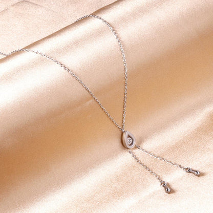 ASON Silver Color Water Drop Pendant Necklace 316L Stainless Steel with Cubic Zirconia for Women Gift Jewelry Accessory asonjewelry