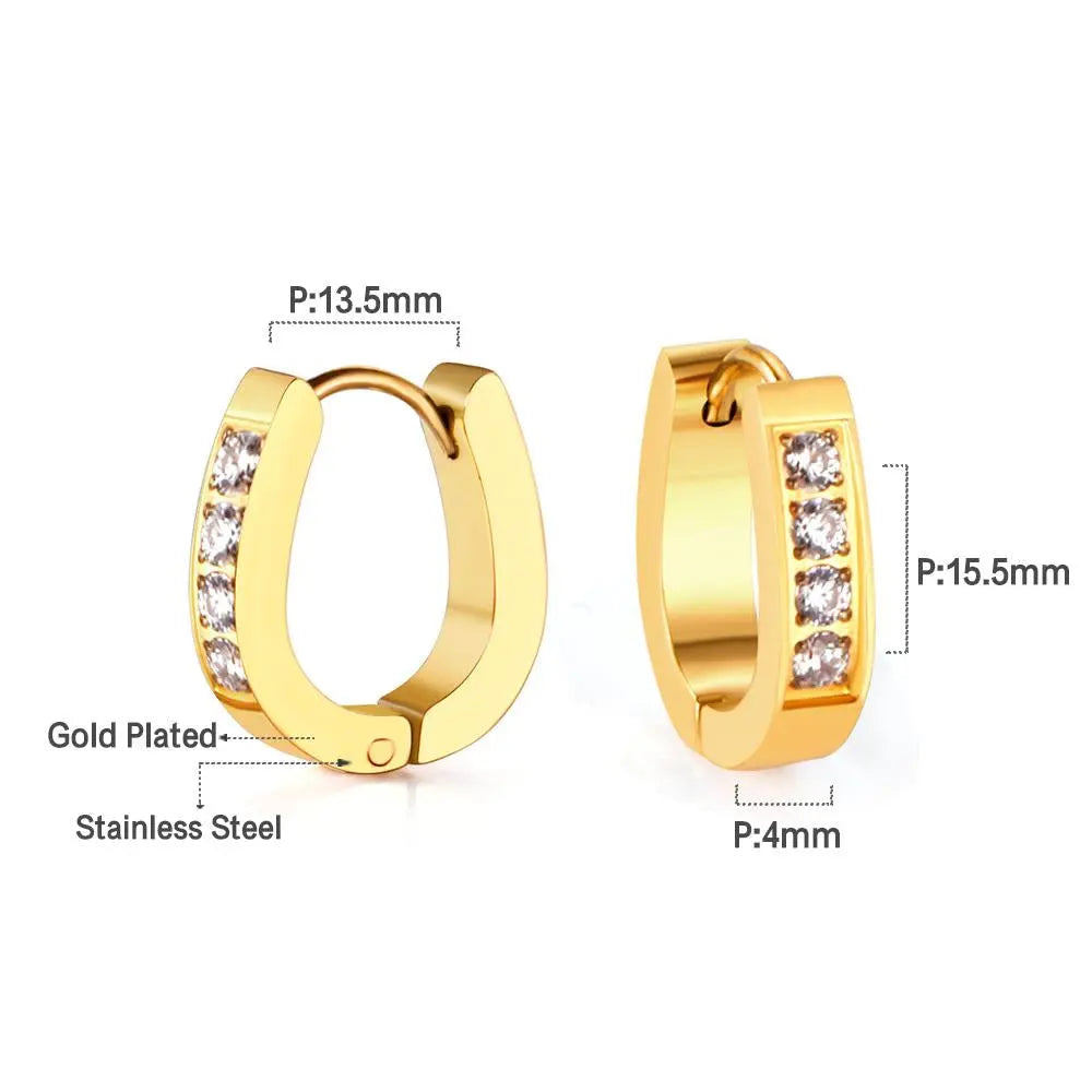 Trendy Oval Shape With Crystal Stainless Steel Ear Hoop Earrings For Women Party Jewellry Steel Earings pendientes asonjewelry