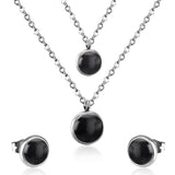 Fashion Elegant Luxury Double Chain Stainless Steel Necklaces Earrings Sets For Ladies Wedding Jewellry pendientes