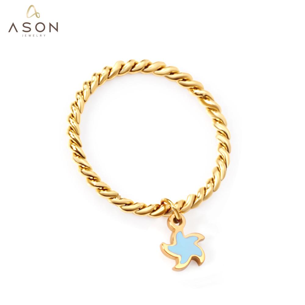 ASON Fashion Star Charm Ring 316L Stainless Steel Gold Color Rings Fashion Jewelry for Women Party Gift Accessories asonjewelry