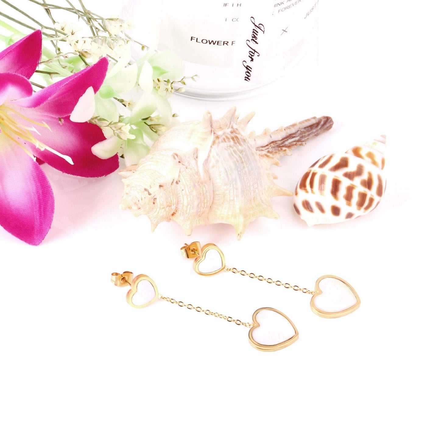 ASON Korean Style Statement Drop Earrings Shell Heart Dangle Earring Stainless Steel Jewelry for Women Femme Party Gift asonjewelry