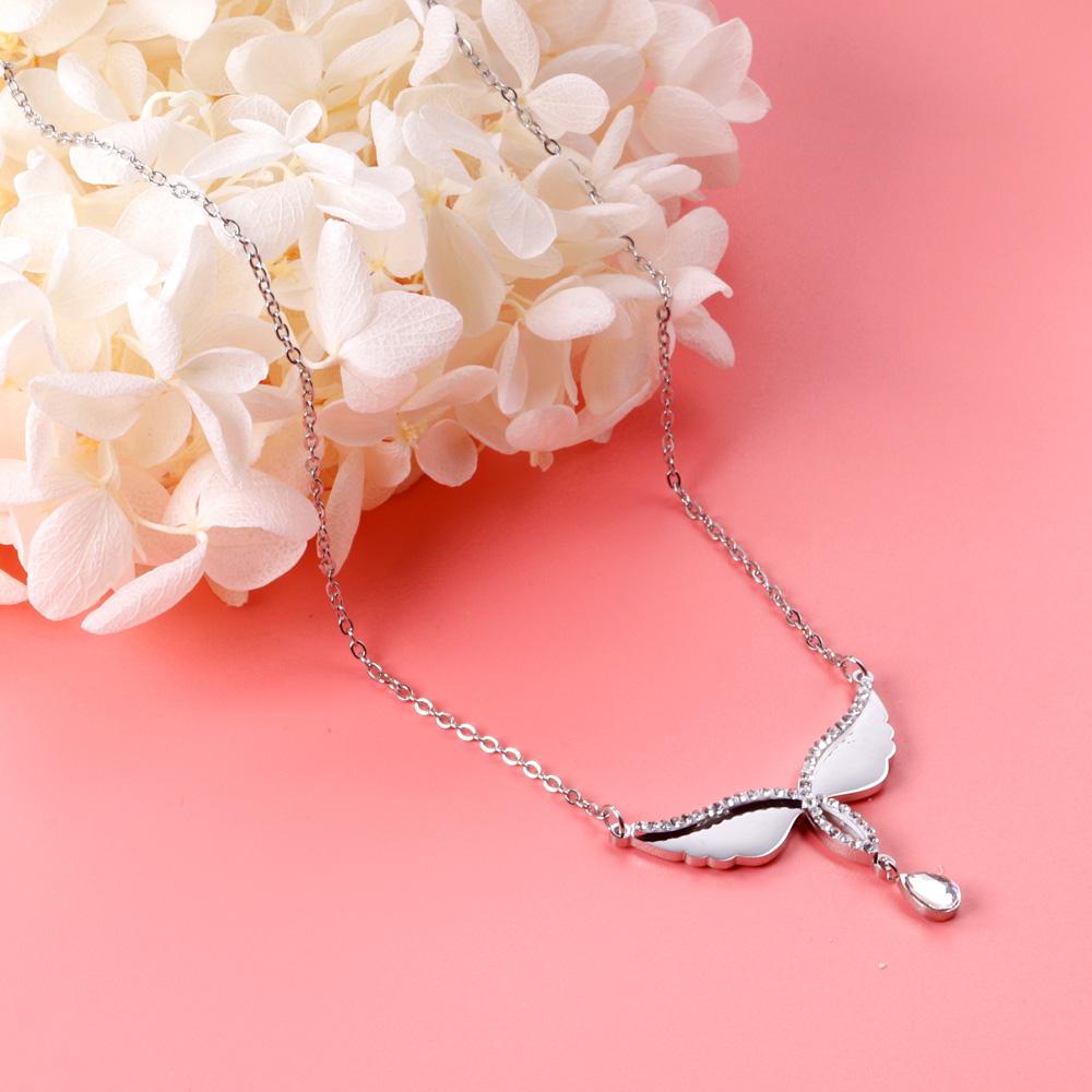 ASON Fashion Silver Color Wing Pendant Necklace with Cubic Zirconia Stainless Steel Choker for Women Party Gift Jewelry asonjewelry