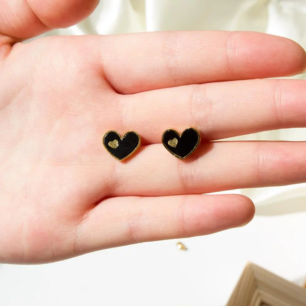 5 Colors Fashion Jewelry Stainless Steel Heart Stud Earring Set For Women's Shell Korean Earrings Set Brinco asonjewelry