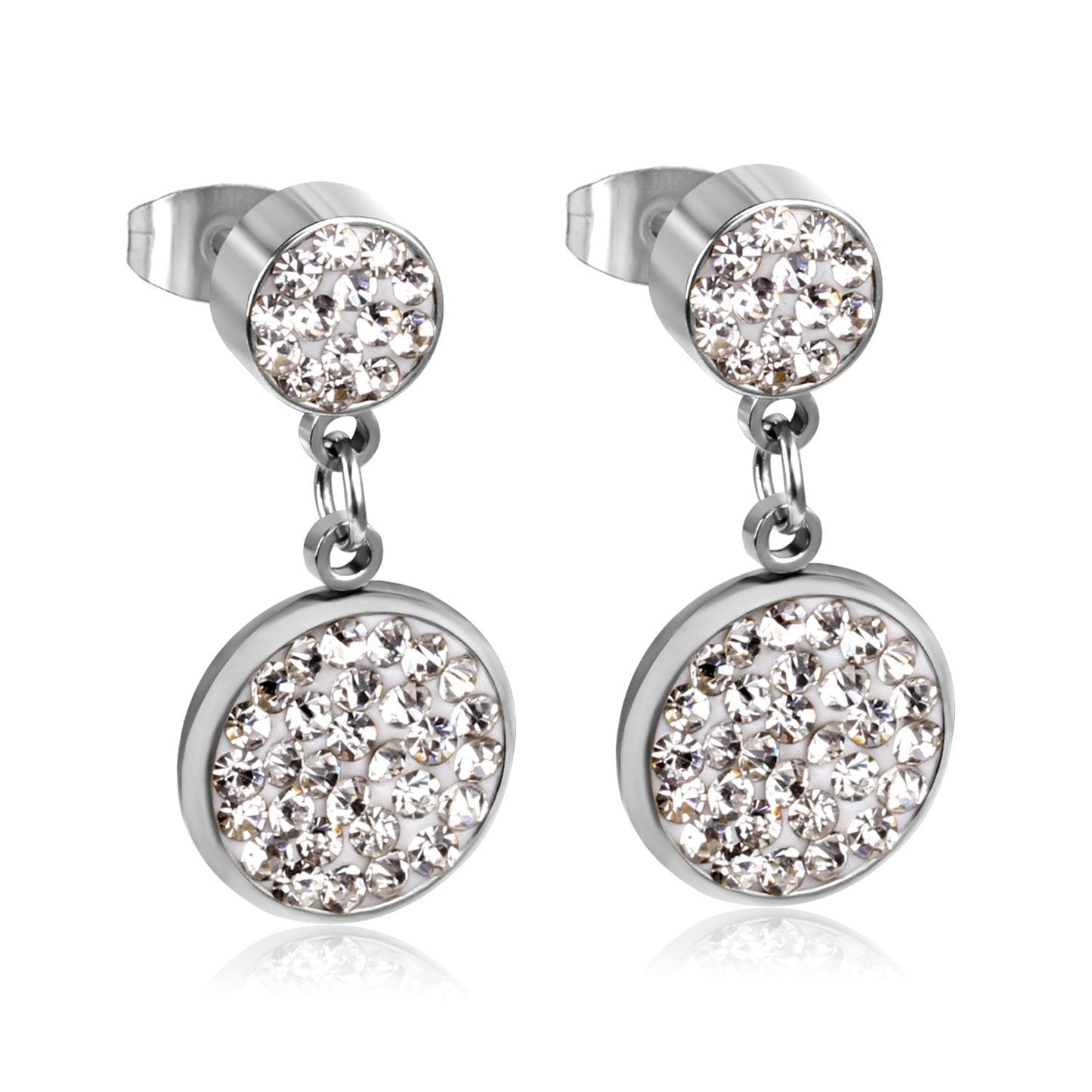 ASON Round Cubic Zircnia Drop Earrings Stainless Steel 2022 New Punk Earrngs for Girl/Women Daily Wear asonjewelry