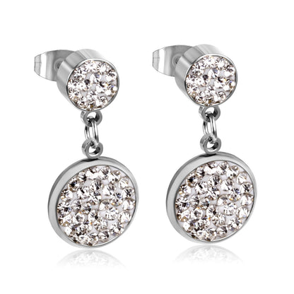 ASON Round Cubic Zircnia Drop Earrings Stainless Steel 2022 New Punk Earrngs for Girl/Women Daily Wear asonjewelry