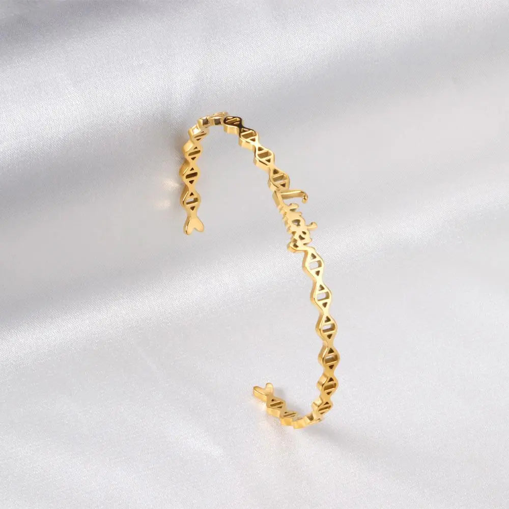 Geometric Statement Bangles Stainless Steel Letter Lucky Cuff Bracelets On Hand For Friends Gifts Girls Birthday asonjewelry