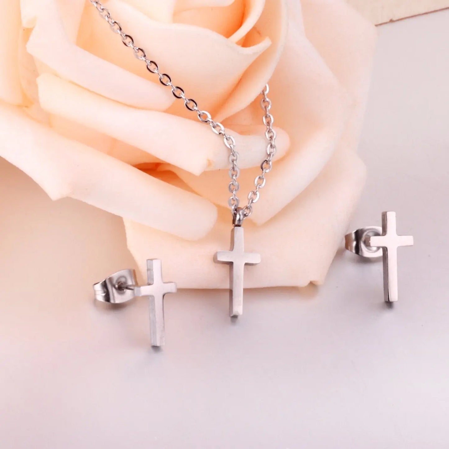 Hot Sale Jewelry Cross Pendant Necklace Earring Sets For Men/Boss Gift Made By Stainless Steel asonjewelry