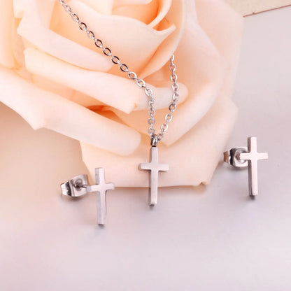Hot Sale Jewelry Cross Pendant Necklace Earring Sets For Men/Boss Gift Made By Stainless Steel asonjewelry