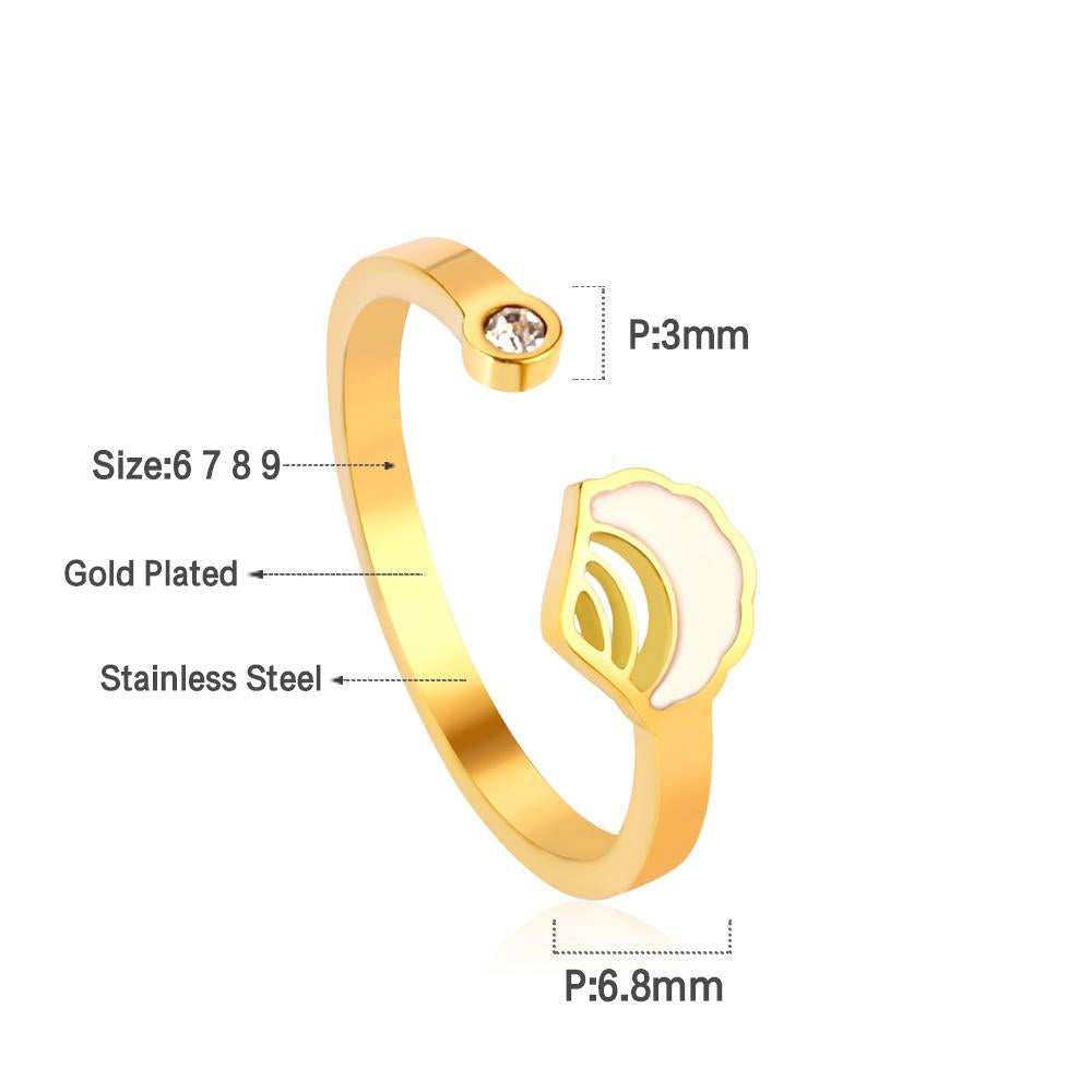ASON Trendy Shell Finger Ring Stainless Steel Conch Pattern Open Ring for Women Wedding Ring Christmas Gift Accessory asonjewelry