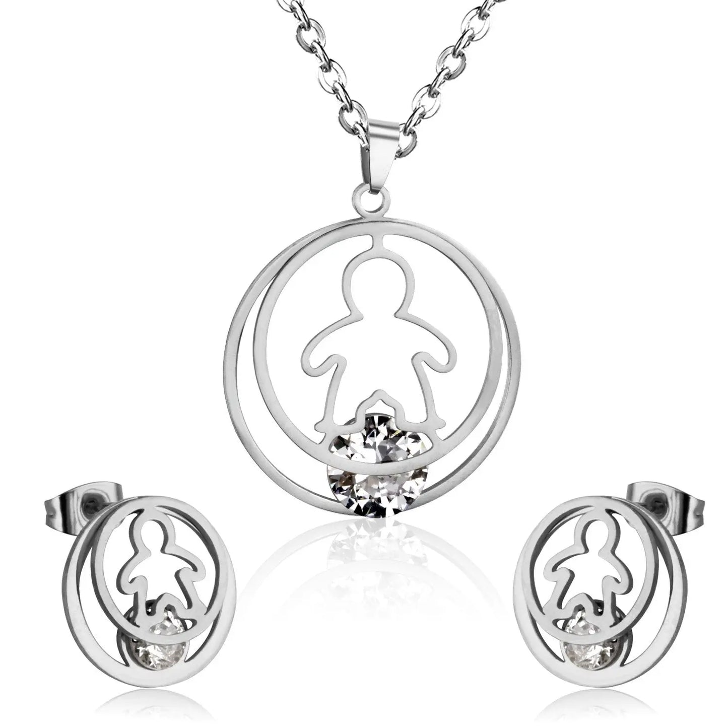 Fashion Gold Necklace Earring Jewellery Set Stainless SteelCrystal Wedding Bridal Dubai Jewelry Set For Girl Women asonjewelry