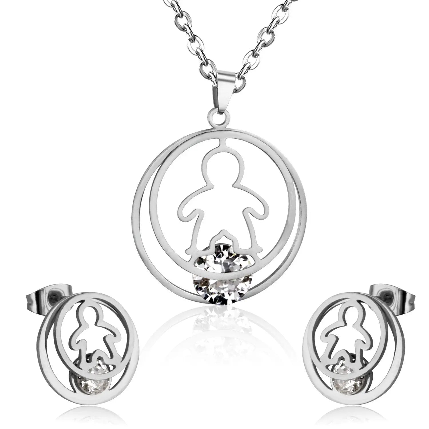 Fashion Gold Necklace Earring Jewellery Set Stainless SteelCrystal Wedding Bridal Dubai Jewelry Set For Girl Women asonjewelry